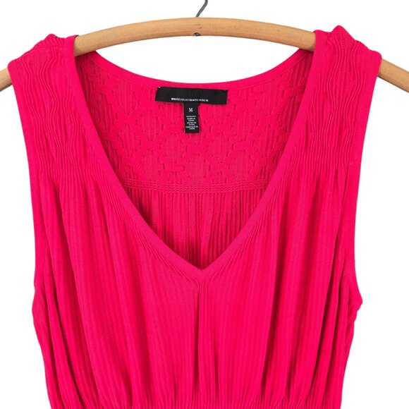 White House Black Market Womens Sleeveless Pink Textured Knit Top Peplum Medium - Picture 5 of 12